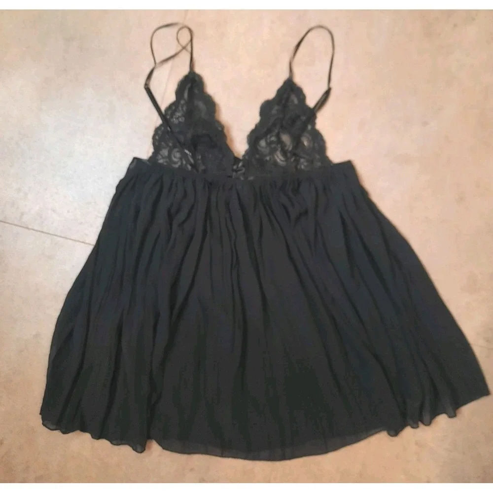 Victoria Secret Black Lace Babydoll Pj's Womens Size Small Fairy Whimsigoth - Picture 2 of 9